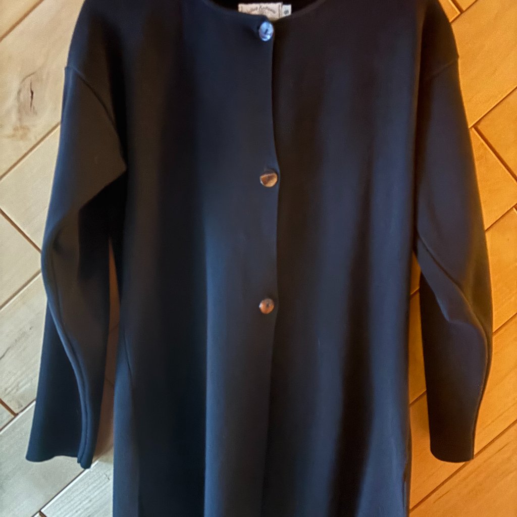 Long Black United Knitwear Cardigan Sweater Size Small
